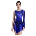 thumbnail image 1 of Doomiva Women's Long Sleeve Figure Ice Skating Dress Shiny Rhinestone Ballet Skirted Leotard Dresses Navy Blue XL, 1 of 5