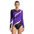 thumbnail image 1 of Doomiva Women's Long Sleeve Gymnastics Leotard Metallic Athletic Dance Bodysuit Dancewear Purple XXL, 1 of 7
