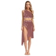 thumbnail image 1 of Doomiva Women's Lyrical Dance Dress Rhinestone Crop Top with Skirted Leotard Ballet Dance Outfit Dusty Pink XL, 1 of 7