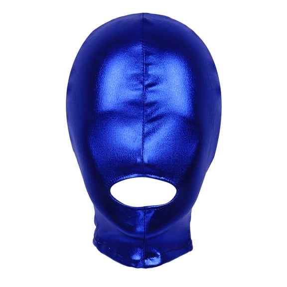 Doomiva Women's Men's Metallic Mouth Hole Mask Masquerade Mask Carnival Party Fancy Dress Up Open Mouth Hole Blue OneSize