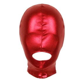 Doomiva Women's Men's Metallic Mouth Hole Mask Masquerade Mask Carnival Party Fancy Dress Up Open Mouth Hole Red OneSize