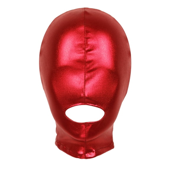 Doomiva Women's Men's Metallic Mouth Hole Mask Masquerade Mask Carnival Party Fancy Dress Up Open Mouth Hole Red OneSize
