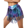 thumbnail image 1 of Doomiva Women's Metallic Booty Shorts Shiny Cheeky High Waisted Fringed Bottoms Hot Pants Blue XL, 1 of 5