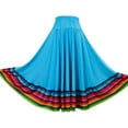 thumbnail image 1 of Doomiva Women's Pleated Long Maxi Skirt High Waisted Stage Performance Flamenco Dancing Dress Sky Blue 75cm XL, 1 of 3