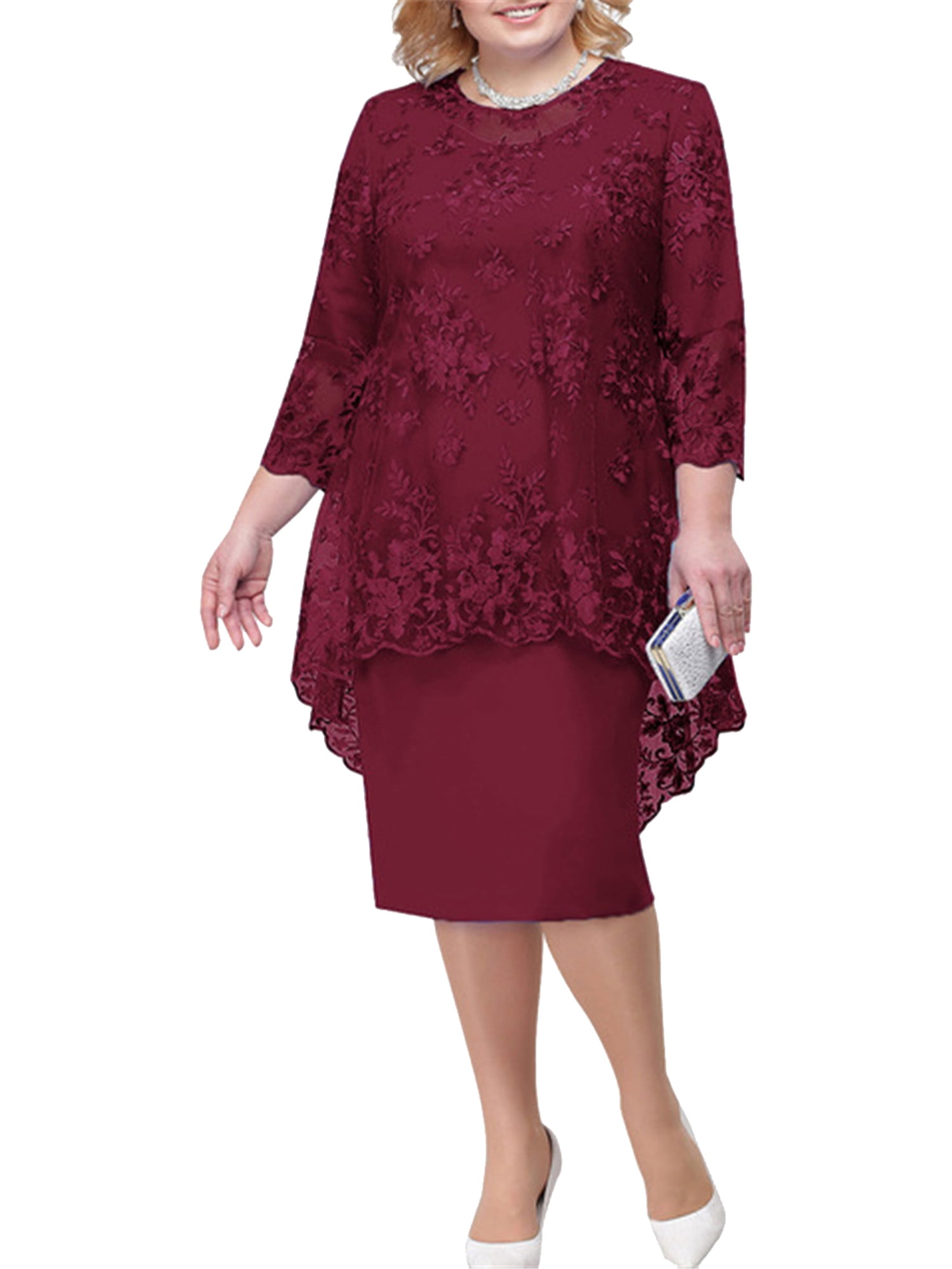 One Shoulder Short Dresses with Lace Bodice Spa Plus Size