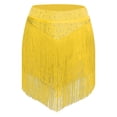 thumbnail image 1 of Doomiva Women's Rhinestones Tassels Dance Skirt Elastic Fringed Mini Skirts for Latin Jazz Dancewear Yellow XXL, 1 of 3