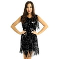 thumbnail image 1 of Doomiva Women's Sparkling Sequin Tassels Samba Rumba Tango Latin Dance Dress Black M, 1 of 7