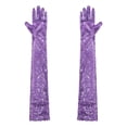 thumbnail image 1 of Doomiva Womens 1920s Shiny Sequin Mesh Long Finger Gloves Classic Wedding Mittens Dance Gloves Lavender One Size, 1 of 5
