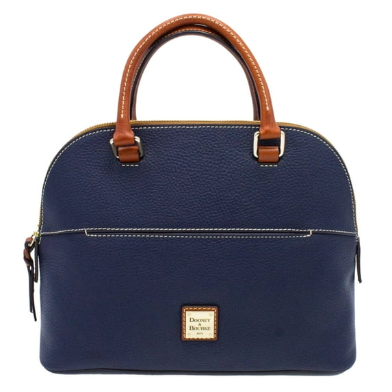 Dooney & Bourke MD Carter R1564 Blue Leather Tan Women's Shopper Satchel