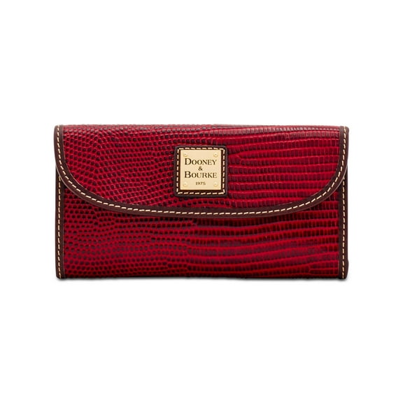 Dooney & Bourke Women's Maroon Printed Leather Strapless Trifold Wallet