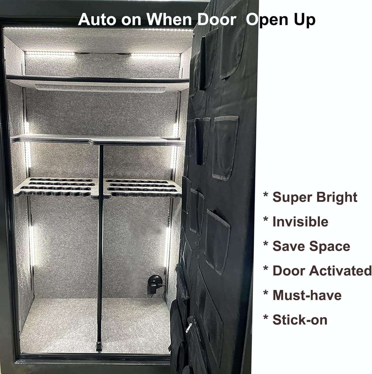 Door Activated Safe Light Kit, 6 Pack 12 Inch 5000K Black LED Lighting ...