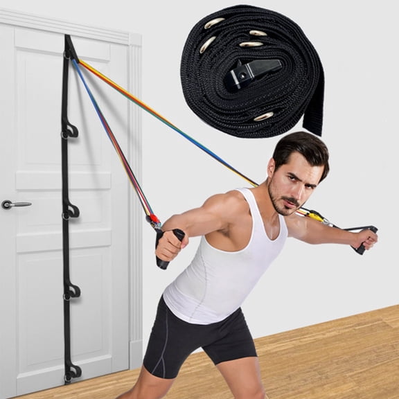 Door Anchor Strap for Resistance Bands Exercises, 16.4ft Heavy Duty Anchor System with Multiple Loops, Punch-Free Workout Strap with Storage Bag for Home Gym, Full Body Training & Easy to Install