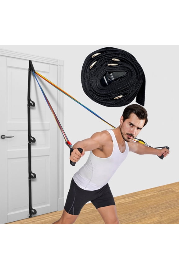 Door Anchor Strap for Resistance Bands Exercises, 16.4ft Heavy Duty Anchor System with Multiple Loops, Punch-Free Workout Strap with Storage Bag for Home Gym, Full Body Training & Easy to Install