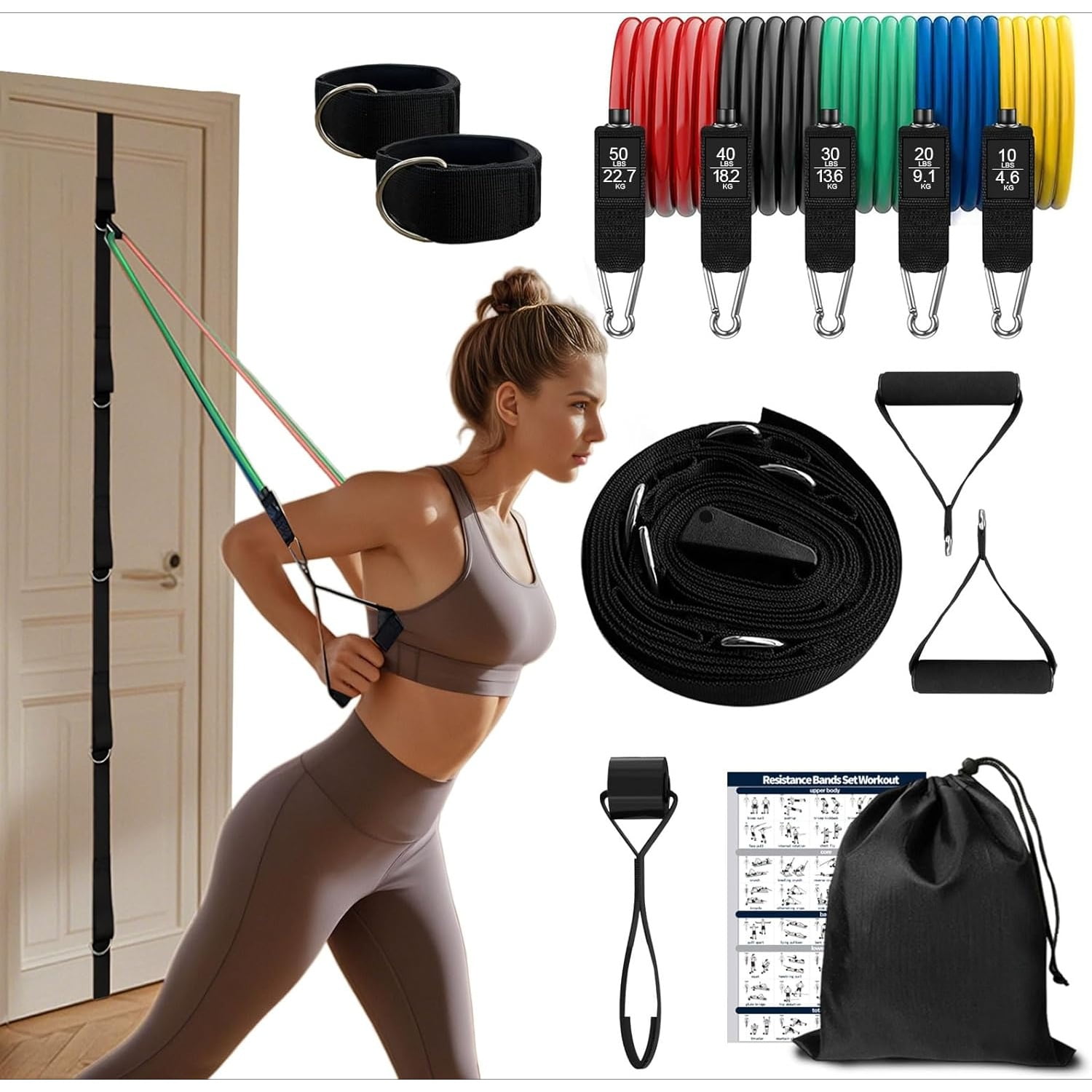 Door Anchor Strap and Resistance Bands for Working Out with