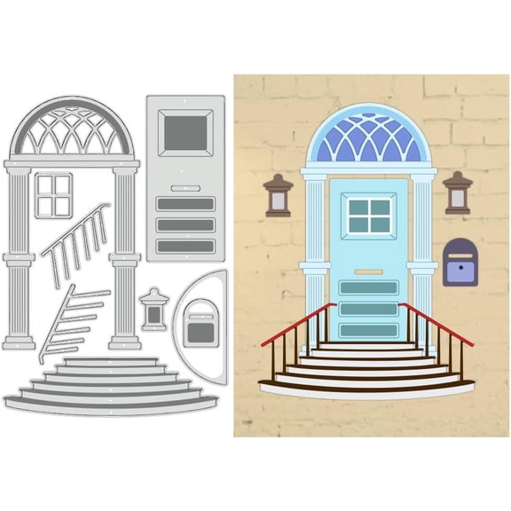Door Arch Cutting Dies Door Window Stair Scrapbook Cards Cutting Dies Cut Stencils for DIY Embossing Card Making Decorative Paper Dies Scrapbooking Carbon Steel