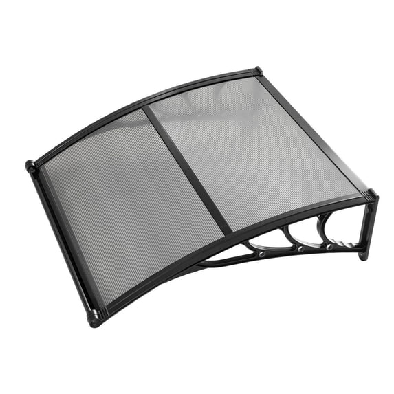 Door Awning 38 x 40 inch, Front Door Canopy Polycarbonate, Rain Snow Sun Protection, Exterior Window Awnings with Brackets, Porch Patio Overhang - Smoky Gray