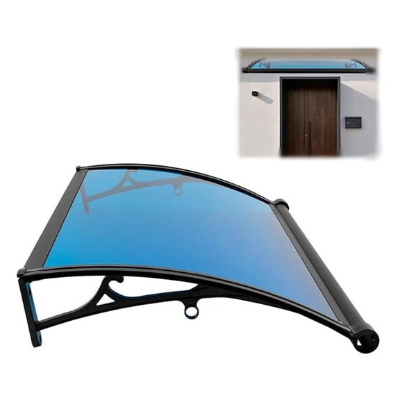 Door Awning Canopy - Exterior Window Awning for Rain, Sun, Snow - Patio Door Canopy - Garage Balcony Cover - Aluminum Alloy PC Canopy (Blue)