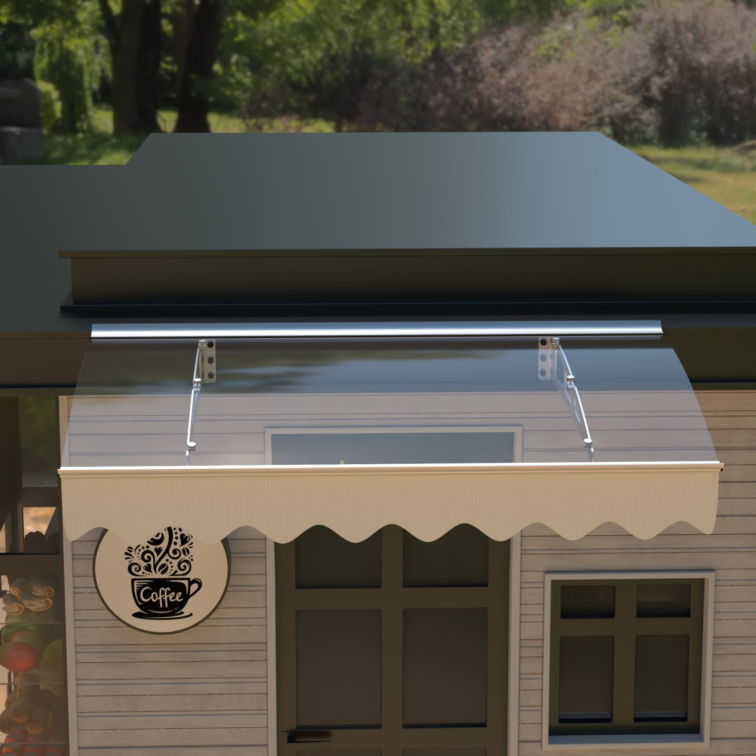 Door Awnings Exterior, 47" x 34" Window Awning with Rain Snow Sunlight