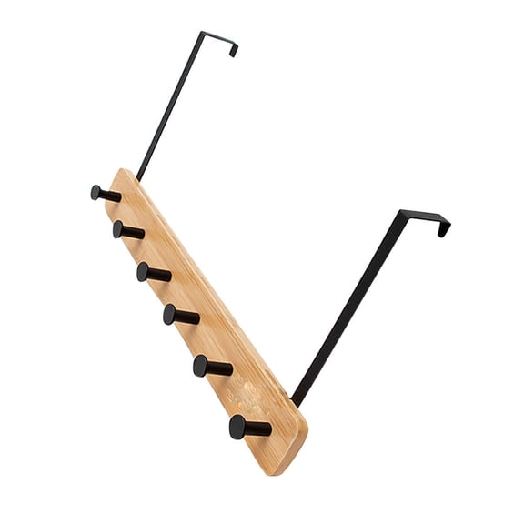 Khaki Wall Mounted Clothes Organizer Rack for Hanging Coats Hats Handbags 6 Hooks