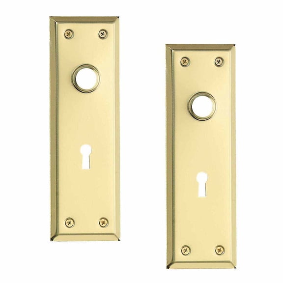 Door Back Plate Bright Brass Stamped Keyhole 7 3/4" Pack of 2 Renovators Supply