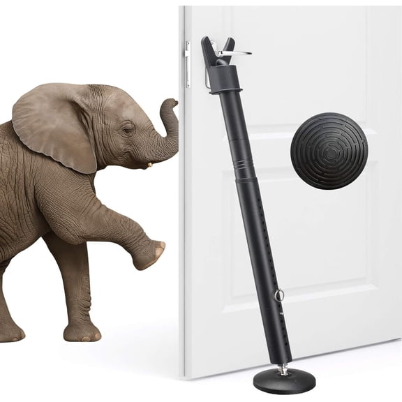 Door Bar - Upgraded Anti-Slip Base,Heavy Duty Burglar Door Stopper Stick,28-52" Adjustable Barricade Safety Jammer Stoper for Front Door Patio Sliding Glass Window,Black