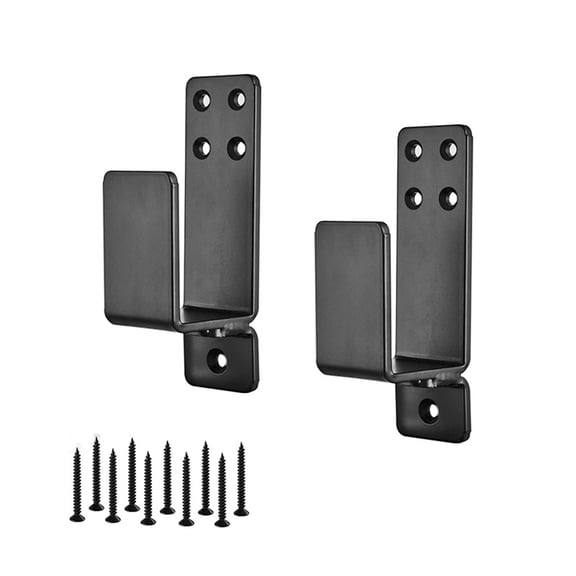 Door Barricade Brackets, 2 Pack Drop Open Bar Holder for Home Security, 2x4 Bar Brackets Prevent Unauthorized Entry, Black