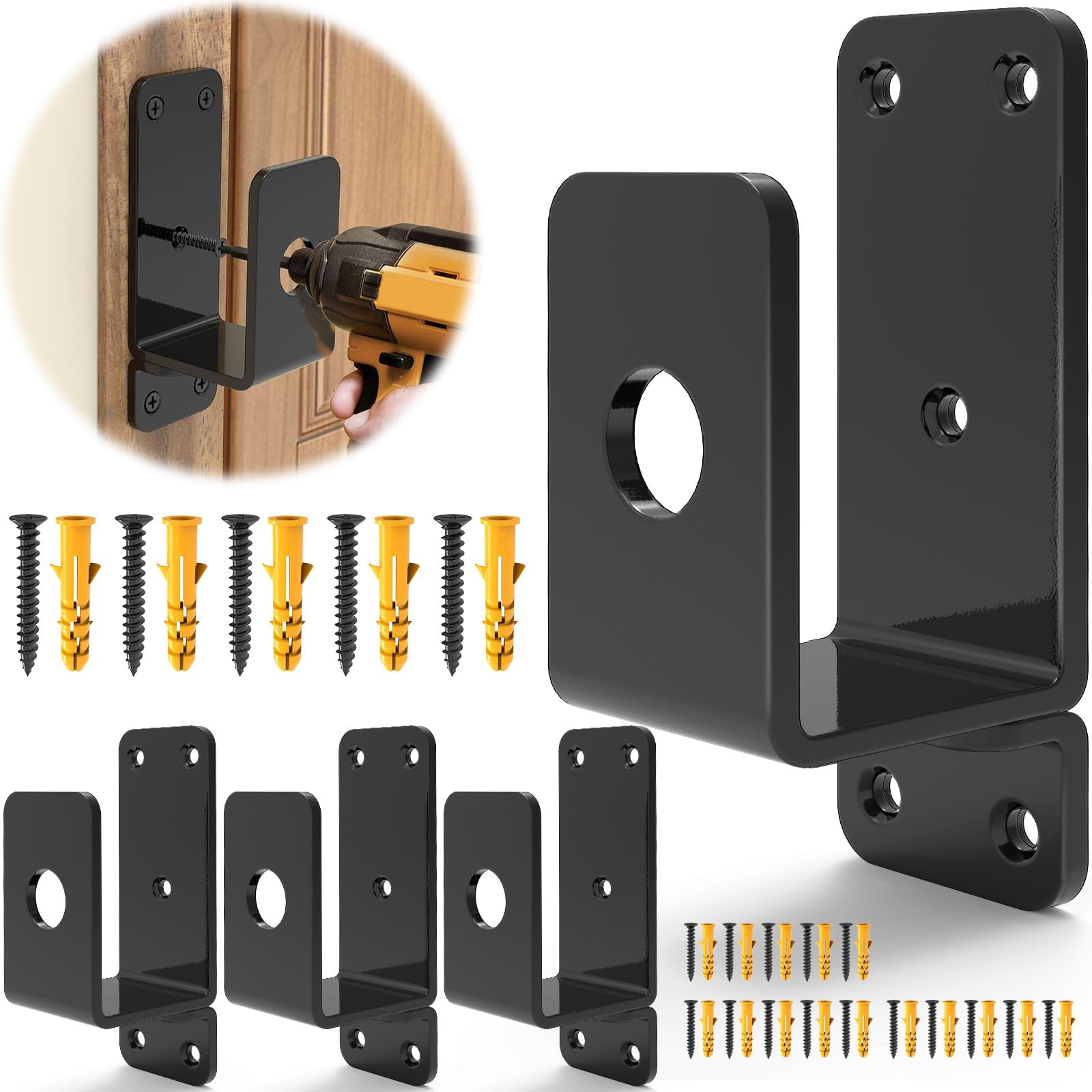 Secure Basement Door Barricade Brackets for Wood, U-Shaped Security Brackets for Door ...