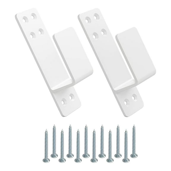 Door Barrier Brackets 2x4 U Bracket 2 Pack with Screws Drop Open Bar Holder Door Bar Brackets for Barn Garage Shed White