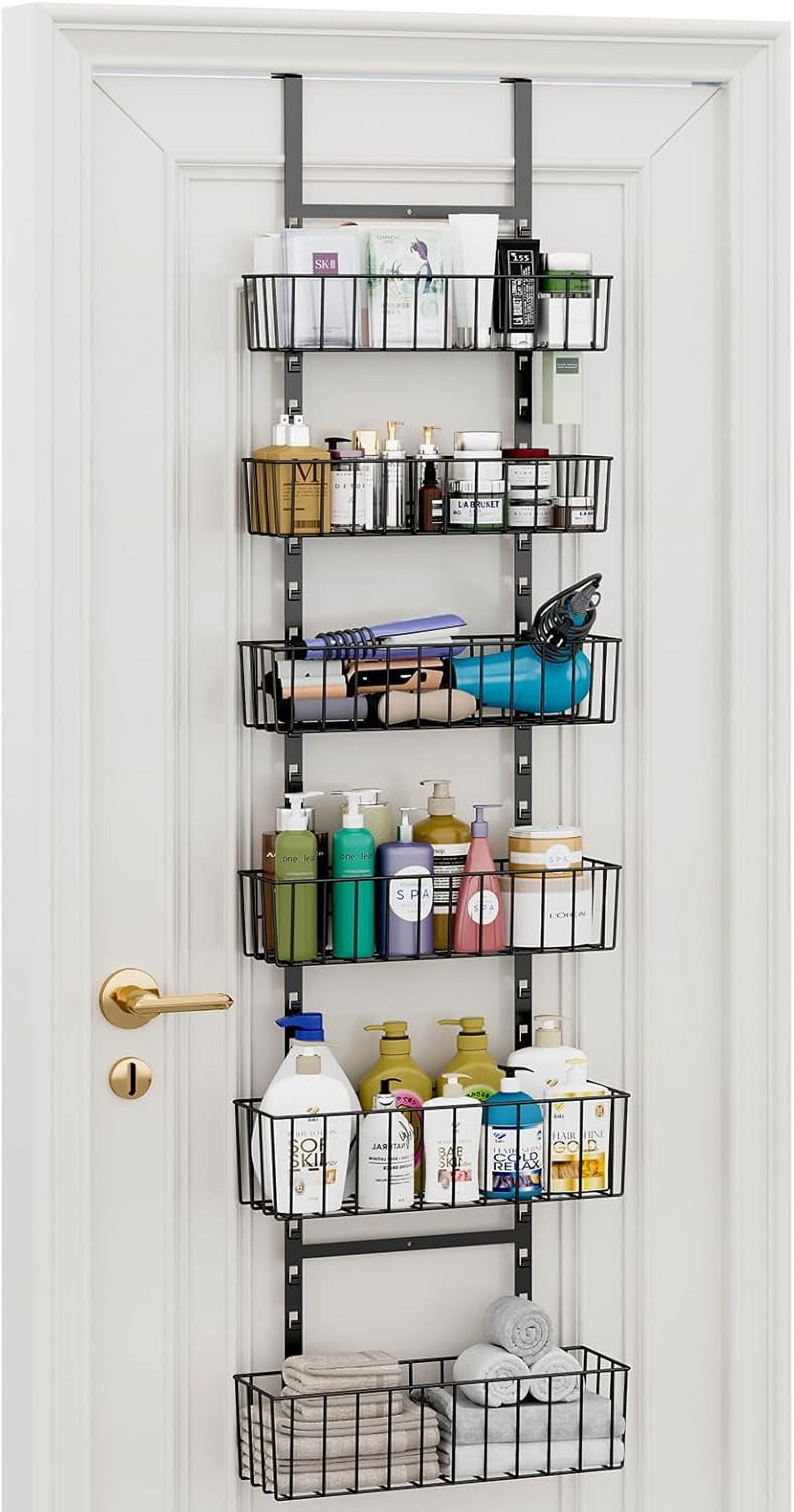 Over The Door Bathroom Organizer, 6-Tier Adjustable Metal Baskets ...