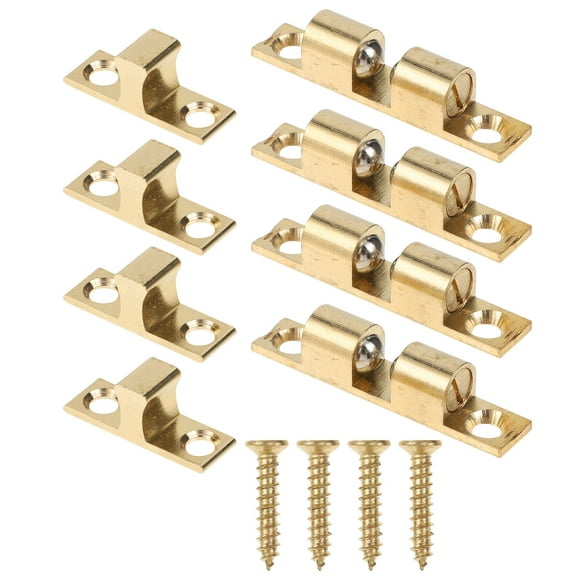 ifundom Sturdy Metal Door Catch Set, Golden Adjustable Cabinet Door Catch Hardware, 8 Sets for Secure Closure