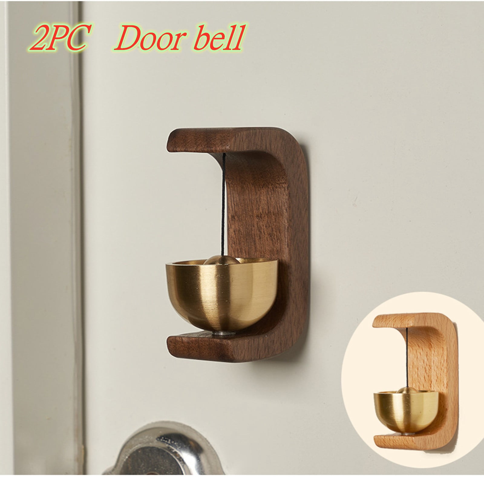 Magnetic Wooden Wind Chime Doorbell – C-Shaped Solid Wood Shopkeeper Bell With Self-Adhesive Tape, No-Drill Installation For Home, Porch, Or Garden