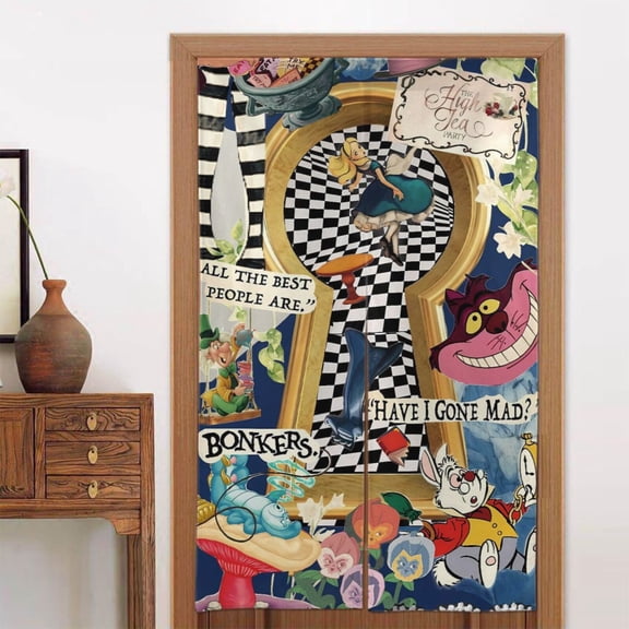 Door Blackout Doorways Curtain Alice in Wonderland Window Curtains Indoor Partition Shading Decor for Bedroom Kitchen 34x56in