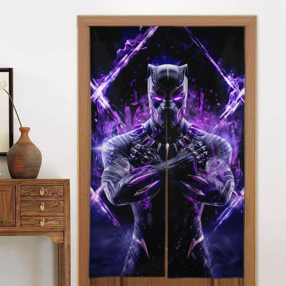 Door Blackout Doorways Curtain Black Panther Window Curtains Indoor Partition Shading Decor for Bedroom Kitchen 34x56in