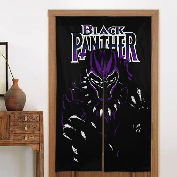 Door Blackout Doorways Curtain Black Panther Window Curtains Indoor Partition Shading Decor for Bedroom Kitchen 34x56in