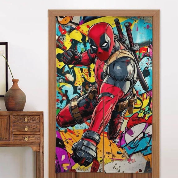 Door Blackout Doorways Curtain Deadpool Window Curtains Indoor Partition Shading Decor for Bedroom Kitchen 34x56in
