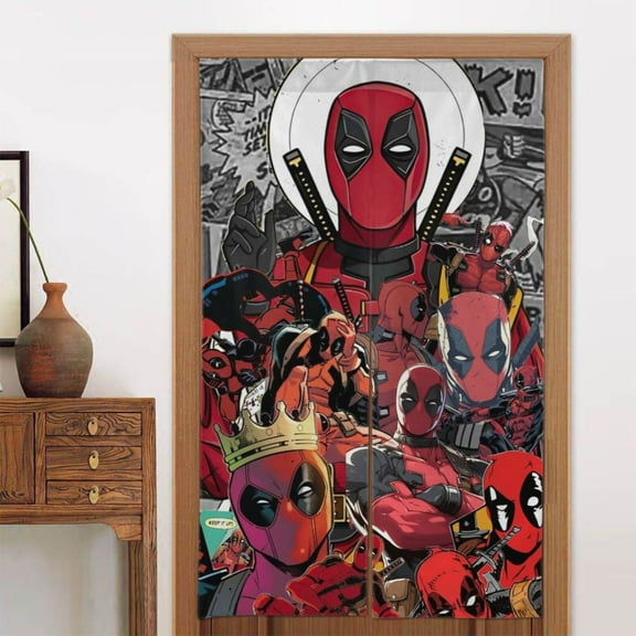 Door Blackout Doorways Curtain Deadpool Window Curtains Indoor Partition Shading Decor for Bedroom Kitchen 34x56in