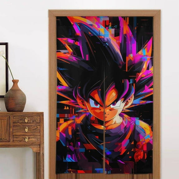 Door Blackout Doorways Curtain Dragon Ball Window Curtains Goku Indoor Partition Shading Decor for Bedroom Kitchen 34x56in