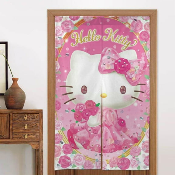 Door Blackout Doorways Curtain Hello Kitty Window Curtains Indoor Partition Shading Decor for Bedroom Kitchen 34x56in