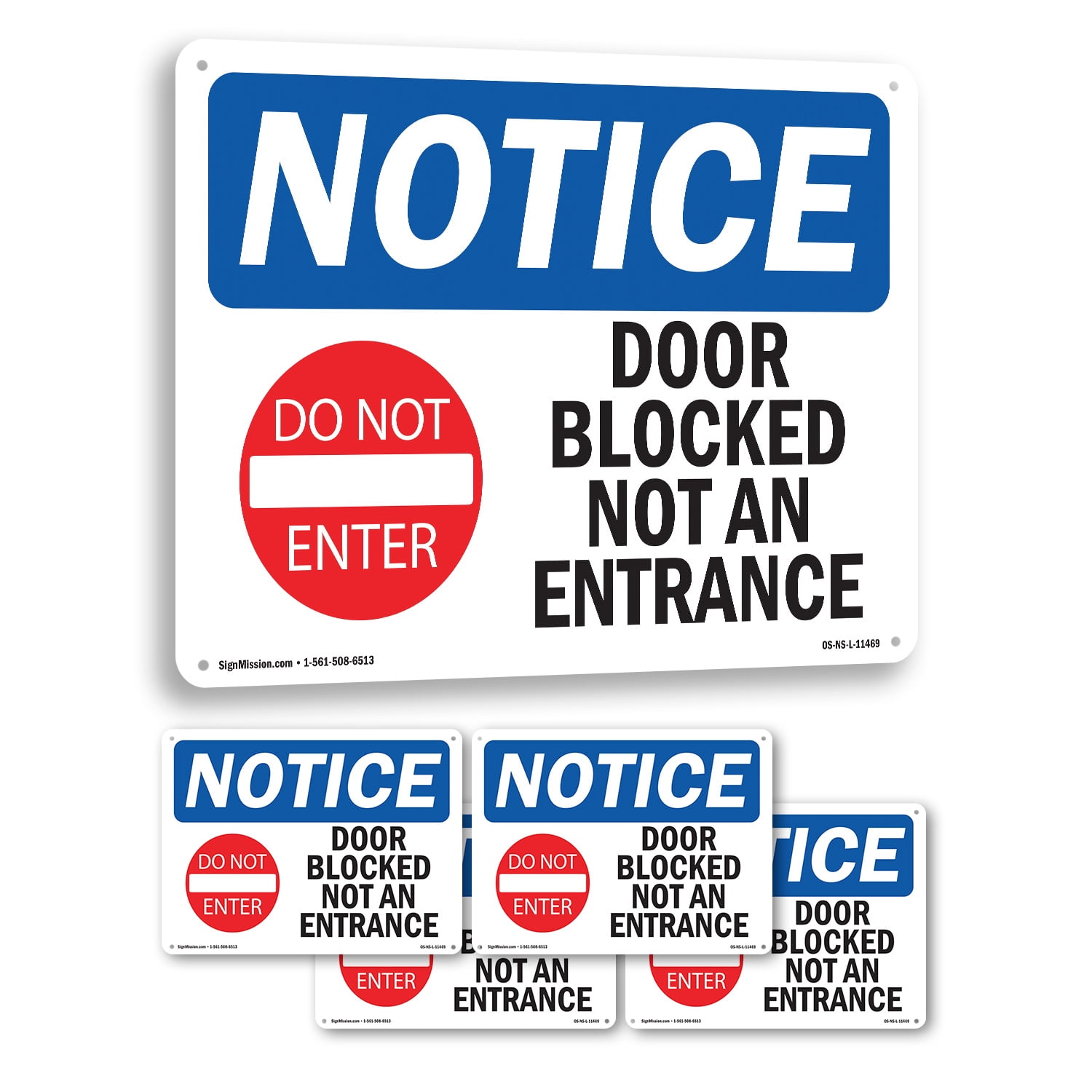 Door Blocked Not An Entrance OSHA Notice Rigid Plastic Sign 24 Inch x ...