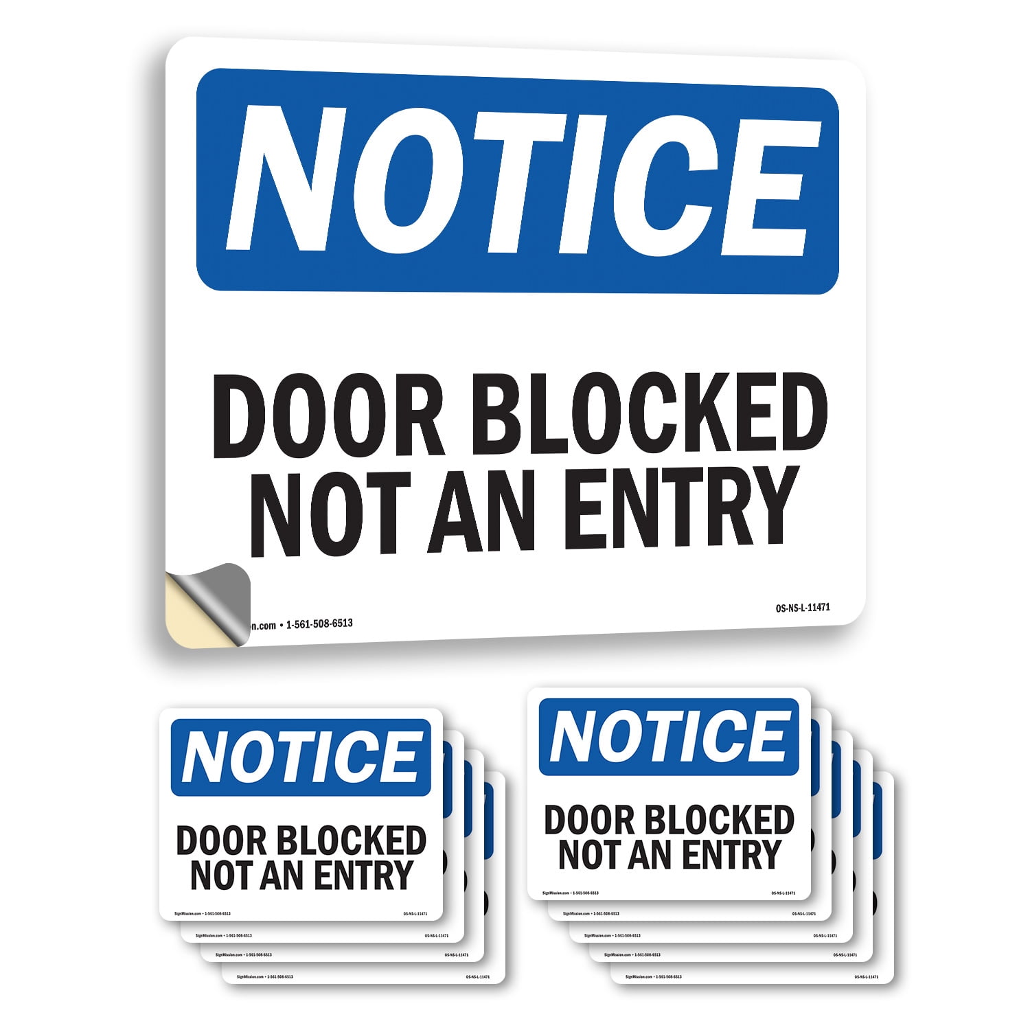 Door Blocked Not An Entry OSHA Notice Vinyl Decal Label 14 Inch x 10 ...