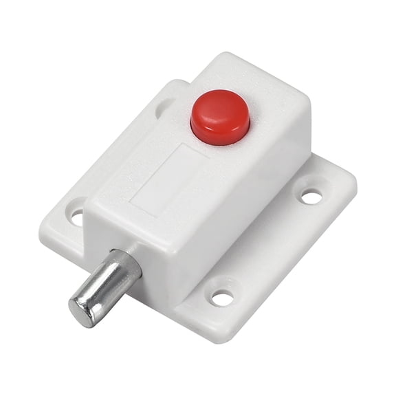 Door Bolt Lock, 2-inch Plastic Sliding Flush Barrel Latch w Switch Button (White)