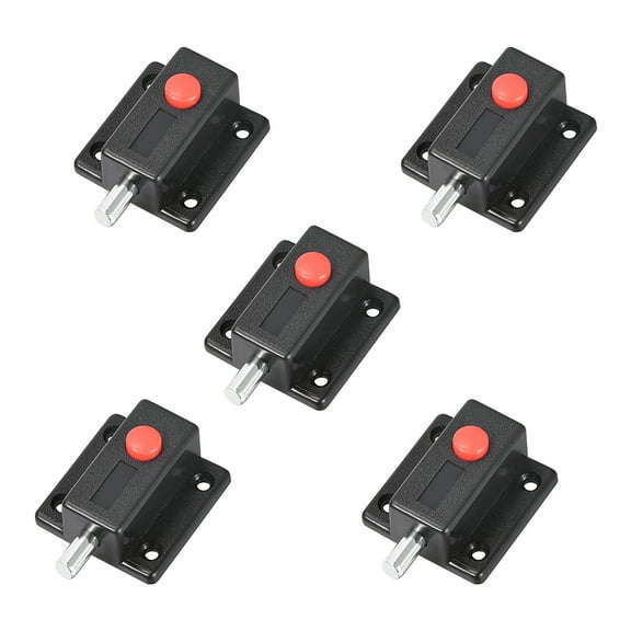 Door Bolt Lock, 2-inch Plastic Sliding Flush Barrel Latch with Switch Button 5 Pcs (Black)