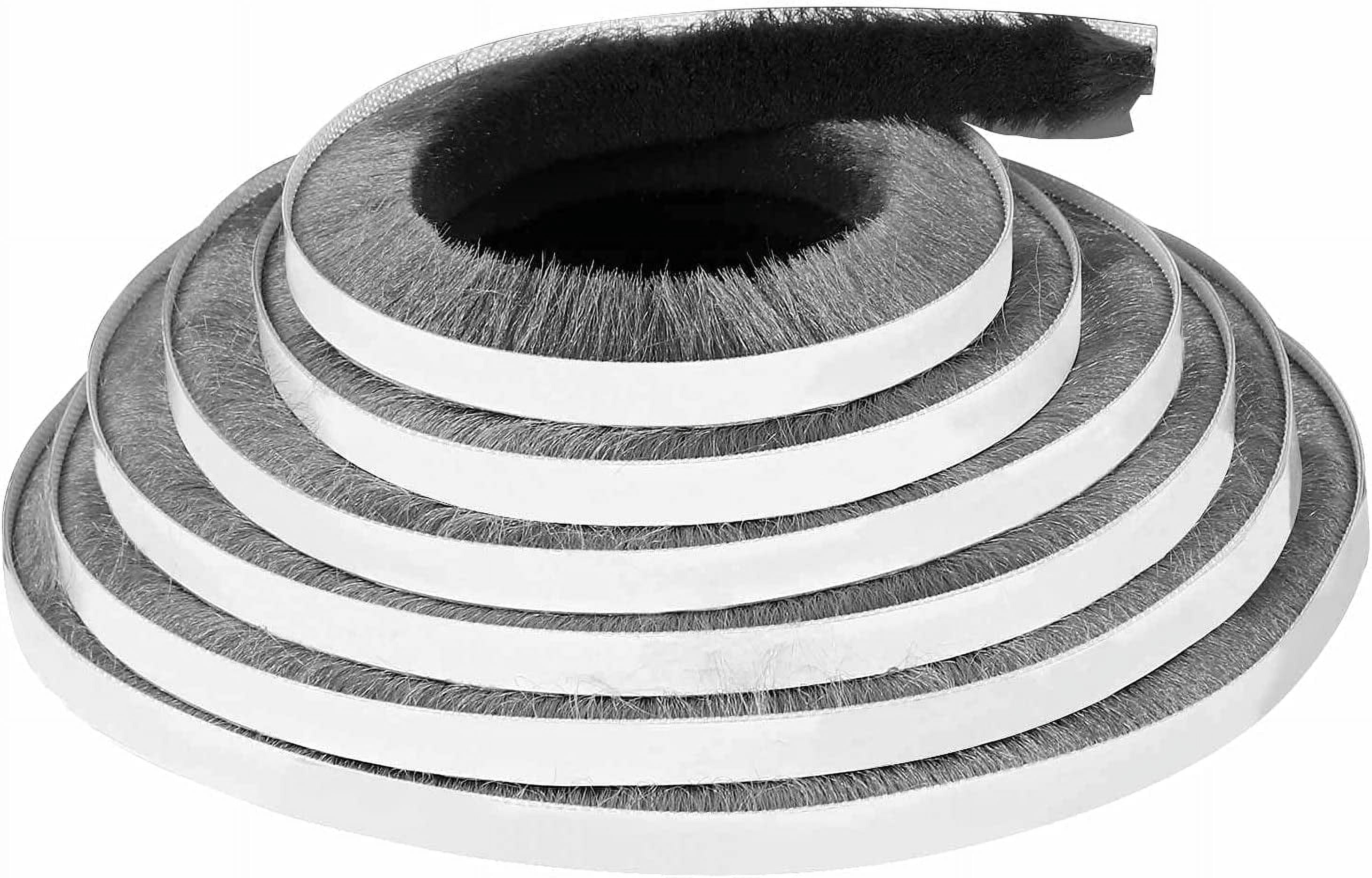 Door Brush Seal 33Feet Felt Pile Weather Stripping for Doors Strip Windows Cabinet Self Adhesive Draft Blocker Dust Stopper Sliding Seal Winter Grey 10m