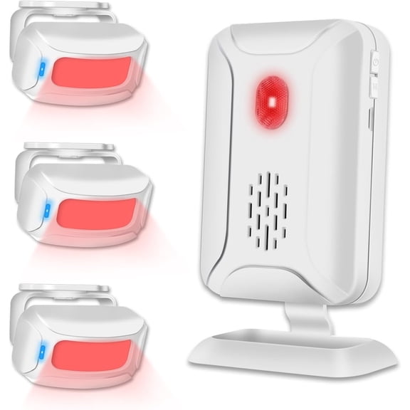 Door Buzzer for Business Entry, Motion Sensor, Motion Sensor Door Alarm with 918ft Wireless Long Ran,36 Tunes,4 Level Volume, LED Indicator, USB/Battery Powered (1Receiver + 3Sensors)