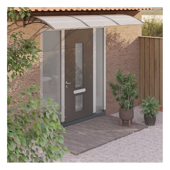 Door Canopy Black PC Large - Weather Protection for Entryways, Porches & Balconies - Durable Polycarbonate Rectangular Shelter
