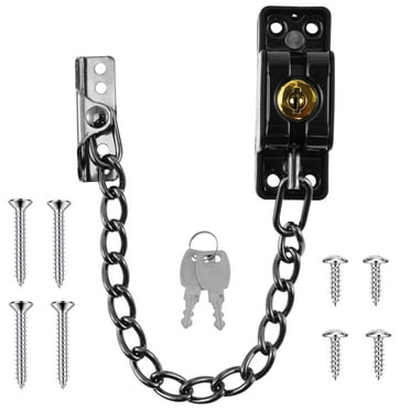Door Chain Lock Heavy Duty Chain Door Guard Lock Stainless Steel Chain Locks Security Door Chain Locks Multifunction Black Chain Door Latch for Front Door Inside Door