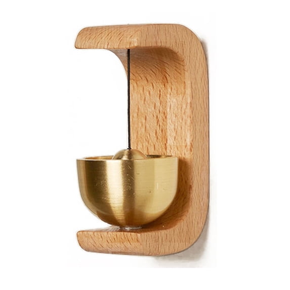 Door Chime Bell Wall Mounted, Self-adhesive Wooden Shopkeepers Bell for Door Opening, Decorative Doorbell for Home Decoration (Beige)