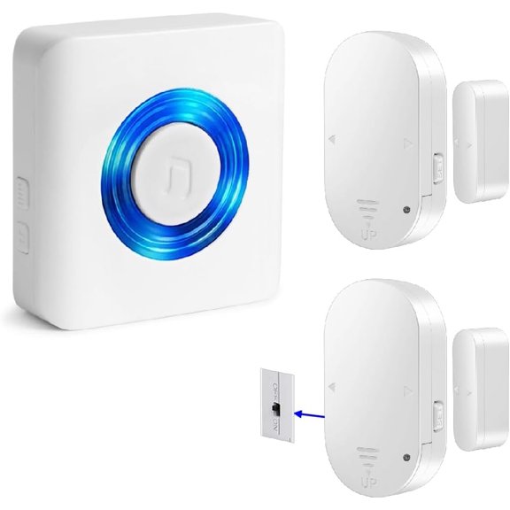 Door Chime,Door Open Contact Sensor Alarm with 600 FT Range,5 Volume Levels,Door Ringer Alert for Business/Store/Home/Office When Enter with Switch ON/Off Button Sensor (Two Sensor One Receiver)