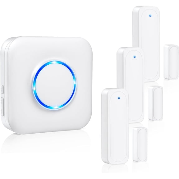 Door Chime, General Wireless Door Open Contact Sensor Alarm Chime with 600 FT Range 58 Chimes 5 Volume Levels LED Indicators (1 Receivers & 3 Sensors)