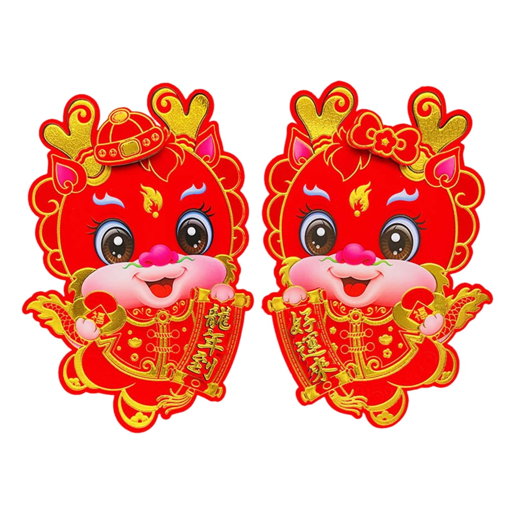 Door Chinese Spring Festival Door Stickers 2024 New Year Wall Window
